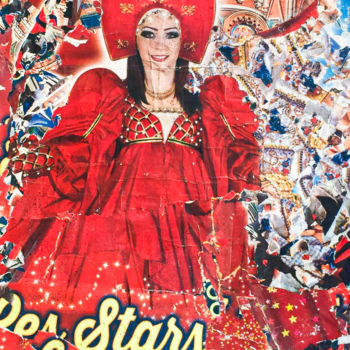 Collages getiteld "Red Star" door Ka, Origineel Kunstwerk, Collages