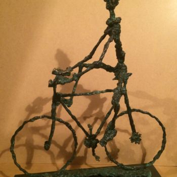 Sculpture titled "Bicycle clown 1." by Erno Toth, Original Artwork, Bronze