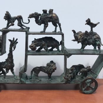 Sculpture titled "Noah's Ark 2." by Erno Toth, Original Artwork, Bronze