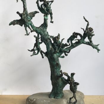 Sculpture titled "Fairy tree 1." by Erno Toth, Original Artwork, Bronze