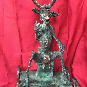 Sculpture titled "Goat king" by Erno Toth, Original Artwork, Bronze