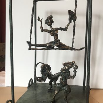Sculpture titled "Traveling circus" by Erno Toth, Original Artwork, Bronze
