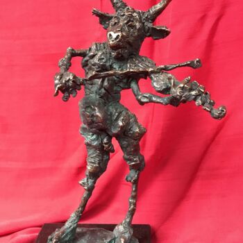 Sculpture titled "Crazy Minotaur" by Erno Toth, Original Artwork, Bronze