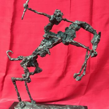 Sculpture intitulée "Equestrian warrior" par Erno Toth, Œuvre d'art originale, Bronze