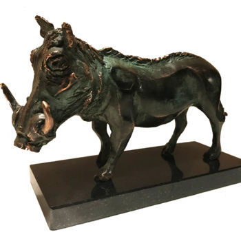 Sculpture intitulée "Wild boar" par Kristof Toth, Œuvre d'art originale, Bronze