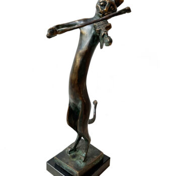 Skulptur mit dem Titel "Cat song" von Kristof Toth, Original-Kunstwerk, Bronze