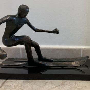 Sculpture titled "Skier" by Kristof Toth, Original Artwork, Bronze