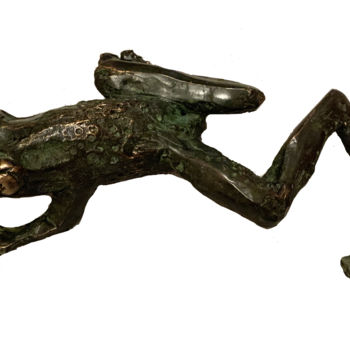 Sculpture titled "Slithering frog" by Kristof Toth, Original Artwork, Bronze