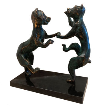 Sculpture intitulée "Bear dance" par Kristof Toth, Œuvre d'art originale, Bronze