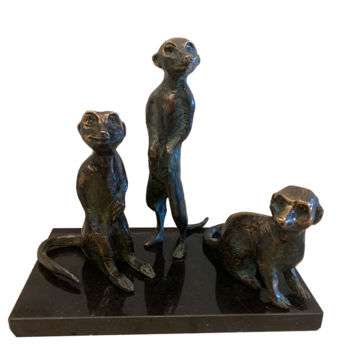 Sculpture titled "Meerkats" by Kristof Toth, Original Artwork, Bronze