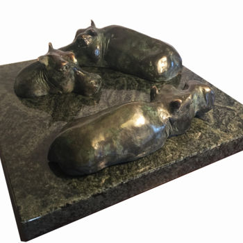 Sculptuur getiteld "Hippos" door Kristof Toth, Origineel Kunstwerk, Bronzen