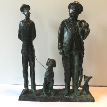 Skulptur mit dem Titel "Stan & Pan" von Kristof Toth, Original-Kunstwerk, Bronze