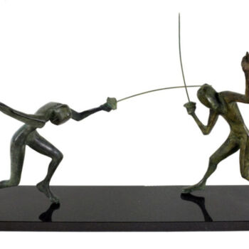 Γλυπτική με τίτλο "Fencing duel" από Kristof Toth, Αυθεντικά έργα τέχνης, Μπρούντζος