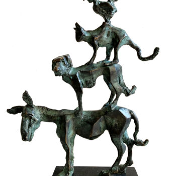 Sculpture intitulée "The Bremen Town Mus…" par Kristof Toth, Œuvre d'art originale, Bronze