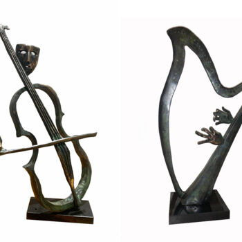 Sculptuur getiteld "Diptych sculpture C…" door Kristof Toth, Origineel Kunstwerk, Bronzen