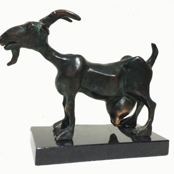 Sculpture titled "Goat" by Kristof Toth, Original Artwork, Bronze