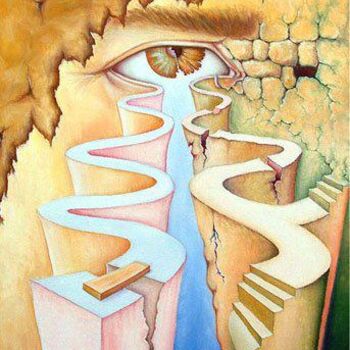 Peinture intitulée "Le Regard" par Toufik Hadibi, Œuvre d'art originale, Huile