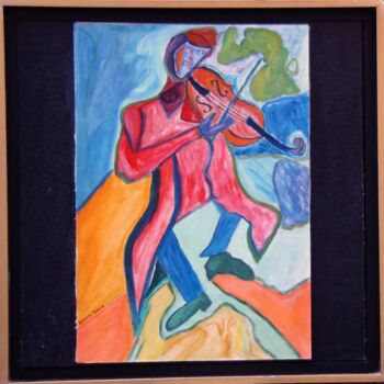 Painting titled "Le violoniste." by Toufik Sounni, Original Artwork, Oil