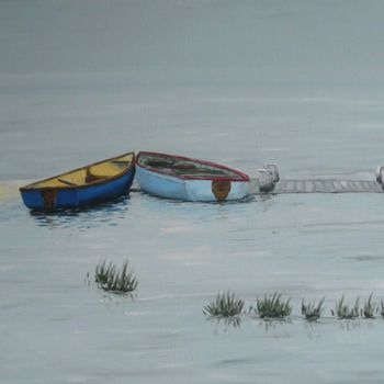 Peinture intitulée "barques" par Serge Toulgoat, Œuvre d'art originale, Acrylique Monté sur Châssis en bois