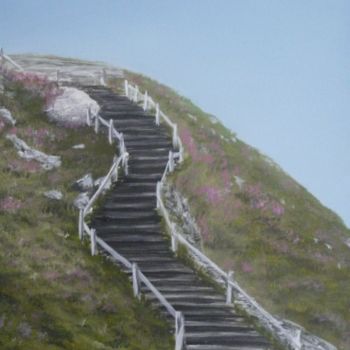 Картина под названием "escalier Chapelle s…" - Serge Toulgoat, Подлинное произведение искусства, Акрил Установлен на Деревян…
