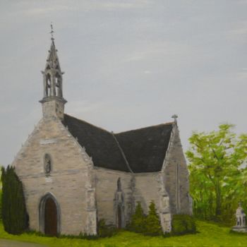 「La chapelle de Mous…」というタイトルの絵画 Serge Toulgoatによって, オリジナルのアートワーク, アクリル ウッドストレッチャーフレームにマウント