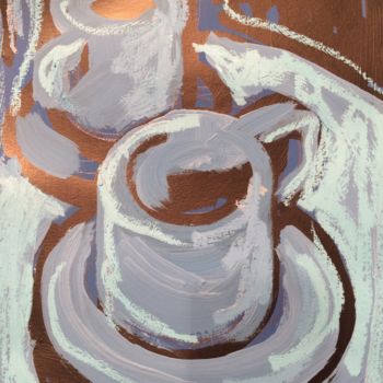 Malerei mit dem Titel "Deux tasses à café" von Toumire, Original-Kunstwerk, Acryl