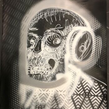 Pintura titulada "Tête de mort 3" por Toumire, Obra de arte original, Pintura al aerosol