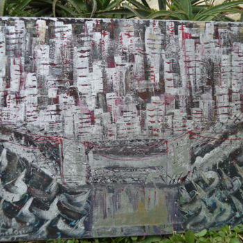 Malerei mit dem Titel "the big city" von Touria Echcherki, Original-Kunstwerk, Öl