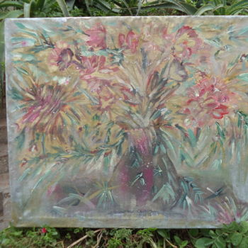 Painting titled "Flowers" by Touria Echcherki, Original Artwork, Oil