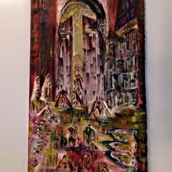 Painting titled "Old City" by Touria Echcherki, Original Artwork, Oil