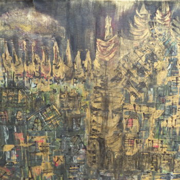 Peinture intitulée "l'ancien medina" par Touria Echcherki, Œuvre d'art originale, Huile