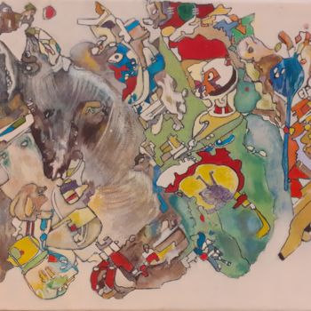 Peinture intitulée "Le cirque" par Touria Zaid, Œuvre d'art originale, Acrylique
