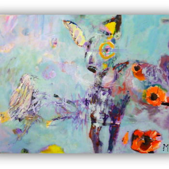 Painting titled "Bambi en de Duif" by Paul Morris Traarbach, Original Artwork