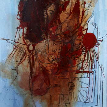 Malerei mit dem Titel "Gno in scarlet" von Cesar Aguilar (Raçe), Original-Kunstwerk, Acryl