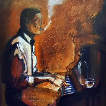 Pittura intitolato "The pianist" da Cesar Aguilar (Raçe), Opera d'arte originale, Olio