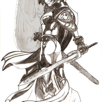 Drawing titled "arianrod-batalla" by Cesar Aguilar (Raçe), Original Artwork, Pencil