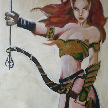 Schilderij getiteld "Arianrod archer" door Cesar Aguilar (Raçe), Origineel Kunstwerk, Acryl