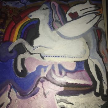 Картина под названием "The Unicorn.jpeg" - Tracie Lauren, Подлинное произведение искусства, Акрил