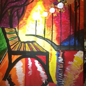 Painting titled "Fall In The Park.jp…" by Tracie Lauren, Original Artwork, Acrylic