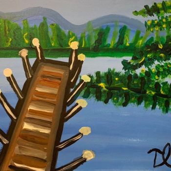 Painting titled "The Dock" by Tracie Lauren, Original Artwork, Acrylic