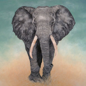 Painting titled "Elephant" by Tracy De Sousa, Original Artwork, Acrylic