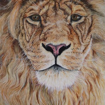 Painting titled "Lion" by Tracy De Sousa, Original Artwork, Acrylic