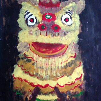 Schilderij getiteld "Chinese lion" door Tracy Woe, Origineel Kunstwerk, Acryl