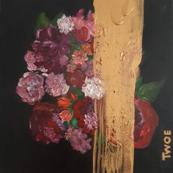 Schilderij getiteld "Flower rush" door Tracy Woe, Origineel Kunstwerk, Olie
