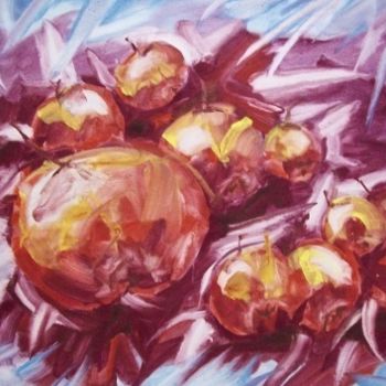 Painting titled "Apples in ice. Goua…" by Georg Nep, Original Artwork