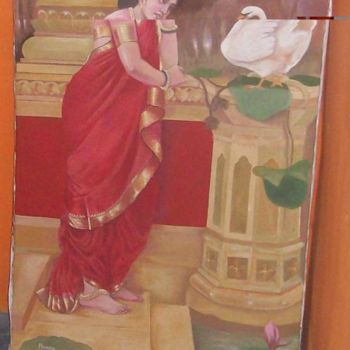 Painting titled "Hamsa Damayanti" by Pramod Kumar, Original Artwork