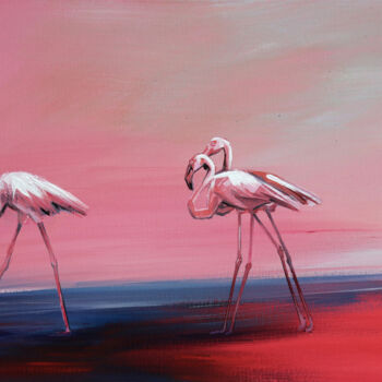 Painting titled "Flamingos. Flamingo…" by Trayko Popov, Original Artwork, Acrylic