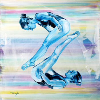 Painting titled "Diving | Swimming |…" by Trayko Popov, Original Artwork, Acrylic Mounted on Wood Stretcher frame