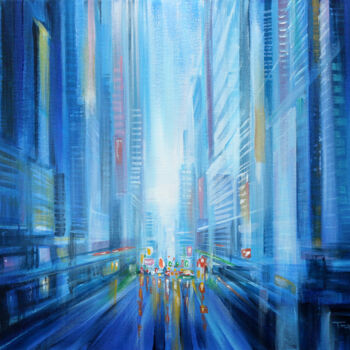 Painting titled "City Morning | Sunr…" by Trayko Popov, Original Artwork, Acrylic