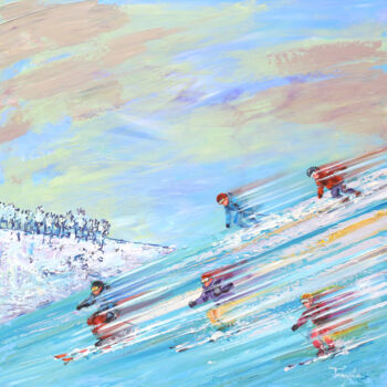 Painting titled "Ski Competitions. S…" by Trayko Popov, Original Artwork, Acrylic Mounted on Wood Stretcher frame